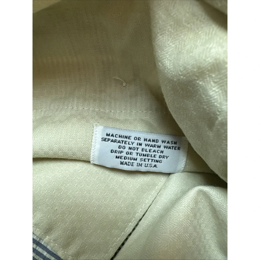 Charleston Khaki By Berle Blue Striped Seersucker Cuffed‎ Chino Pants Sz 33 x 29